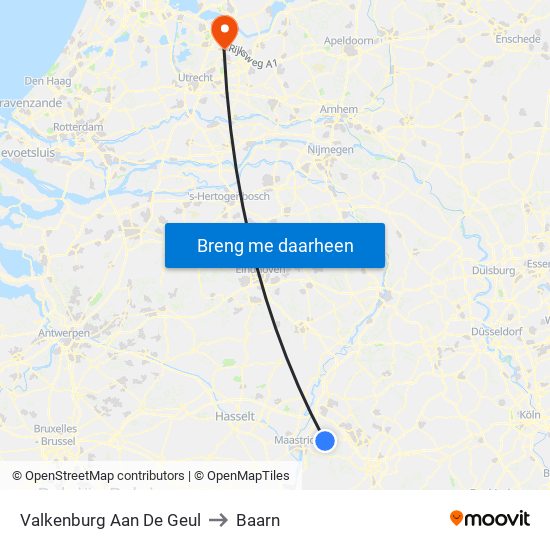Valkenburg Aan De Geul to Baarn map