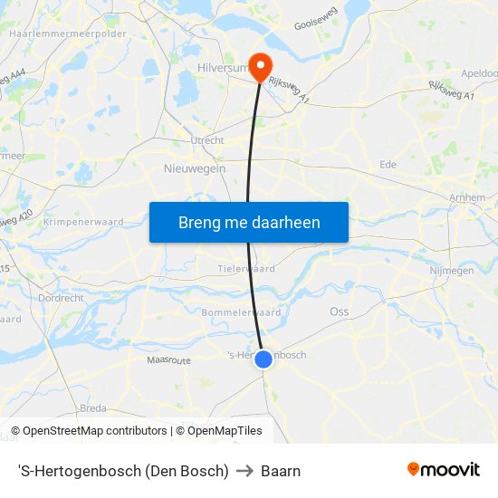 'S-Hertogenbosch (Den Bosch) to Baarn map