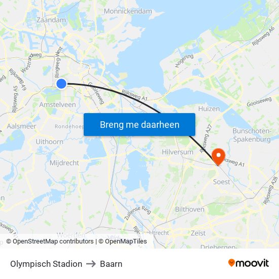 Olympisch Stadion to Baarn map
