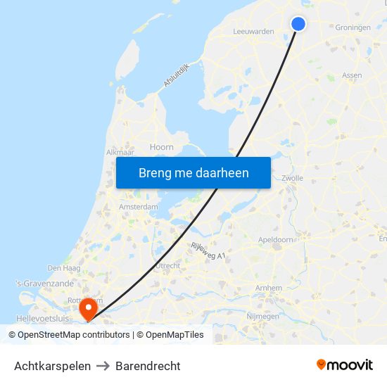 Achtkarspelen to Barendrecht map