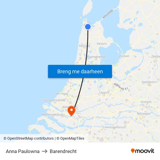 Anna Paulowna to Barendrecht map
