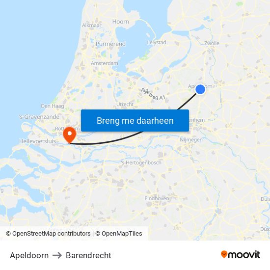 Apeldoorn to Barendrecht map