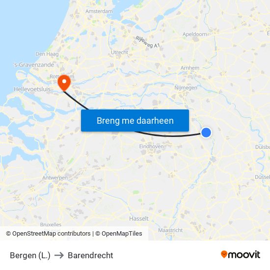 Bergen (L.) to Barendrecht map