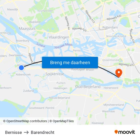 Bernisse to Barendrecht map
