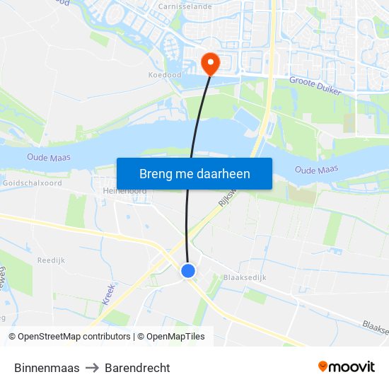 Binnenmaas to Barendrecht map