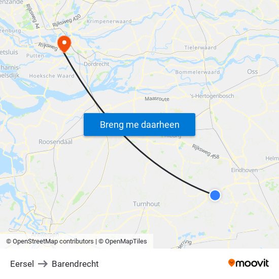 Eersel to Barendrecht map