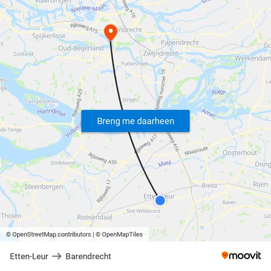 Etten-Leur to Barendrecht map