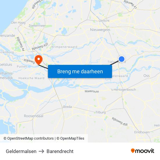 Geldermalsen to Barendrecht map