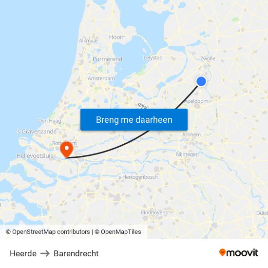 Heerde to Barendrecht map