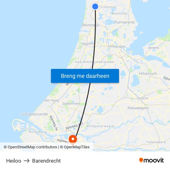 Heiloo to Barendrecht map