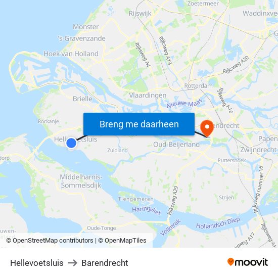 Hellevoetsluis to Barendrecht map
