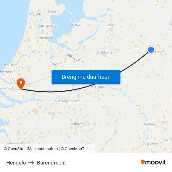 Hengelo to Barendrecht map