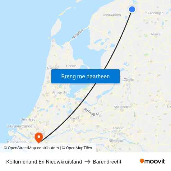 Kollumerland En Nieuwkruisland to Barendrecht map