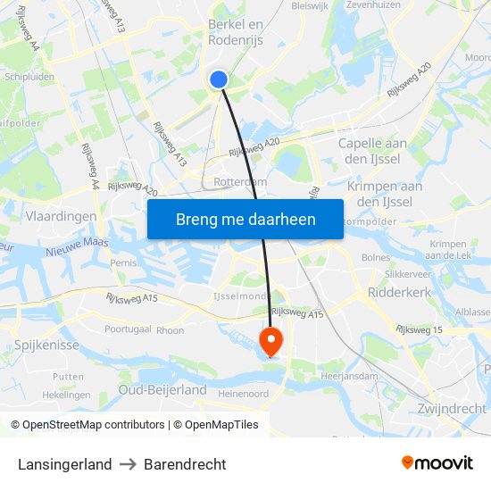 Lansingerland to Barendrecht map