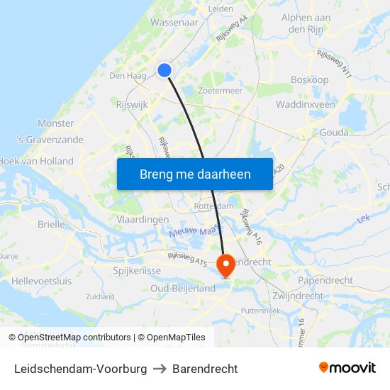 Leidschendam-Voorburg to Barendrecht map