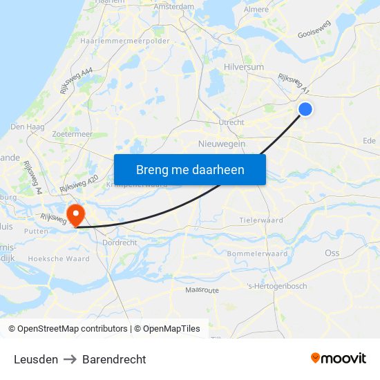 Leusden to Barendrecht map