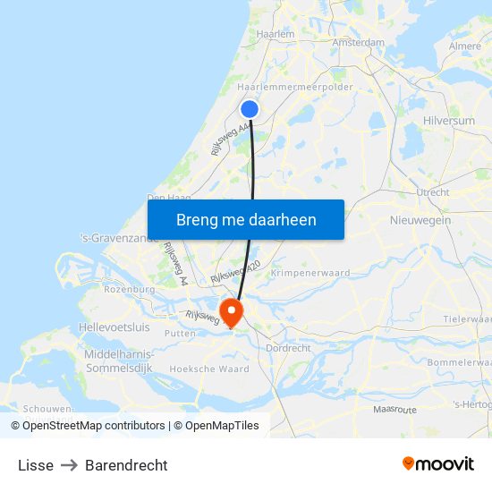 Lisse to Barendrecht map