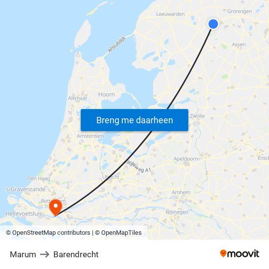 Marum to Barendrecht map