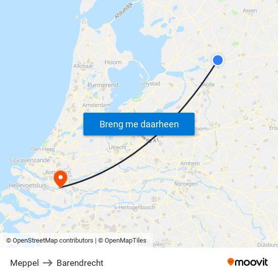 Meppel to Barendrecht map