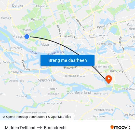 Midden-Delfland to Barendrecht map