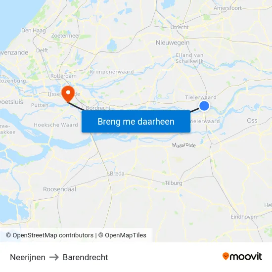 Neerijnen to Barendrecht map