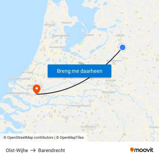 Olst-Wijhe to Barendrecht map