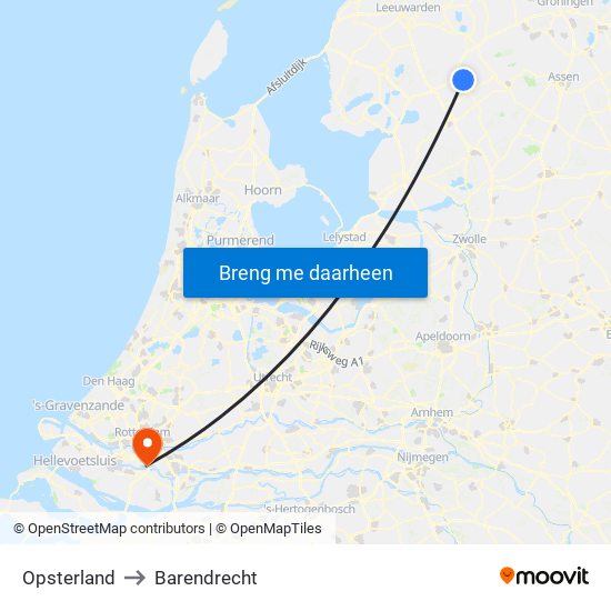 Opsterland to Barendrecht map