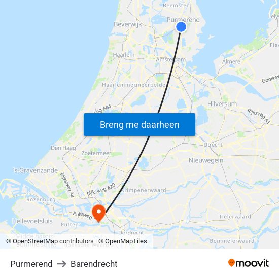 Purmerend to Barendrecht map
