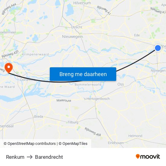 Renkum to Barendrecht map