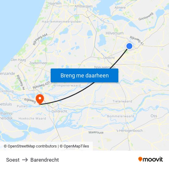 Soest to Barendrecht map