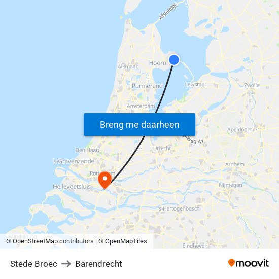 Stede Broec to Barendrecht map