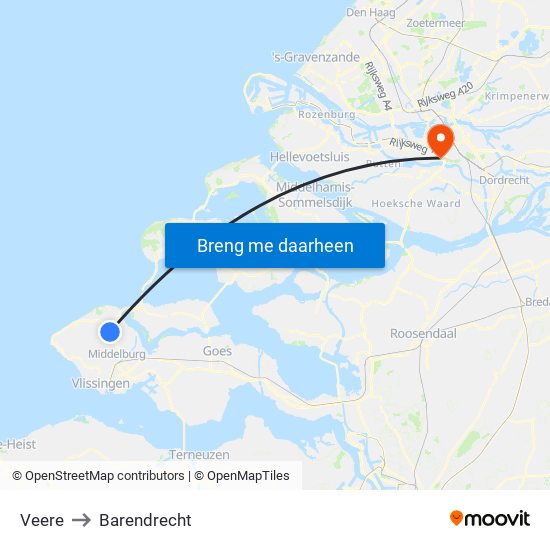 Veere to Barendrecht map