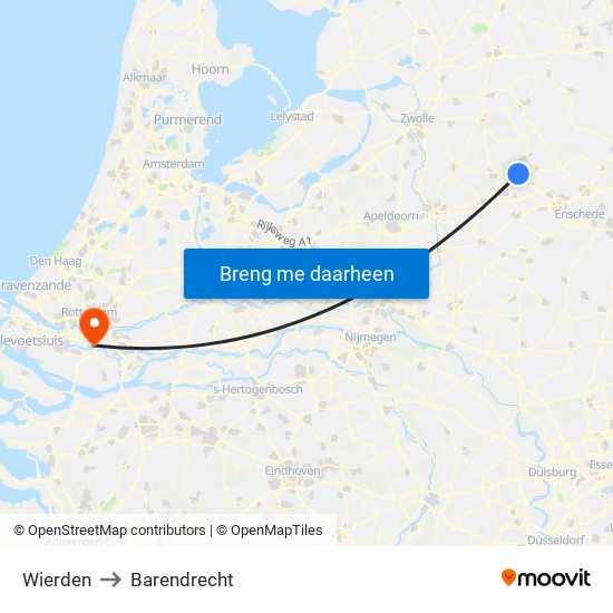 Wierden to Barendrecht map