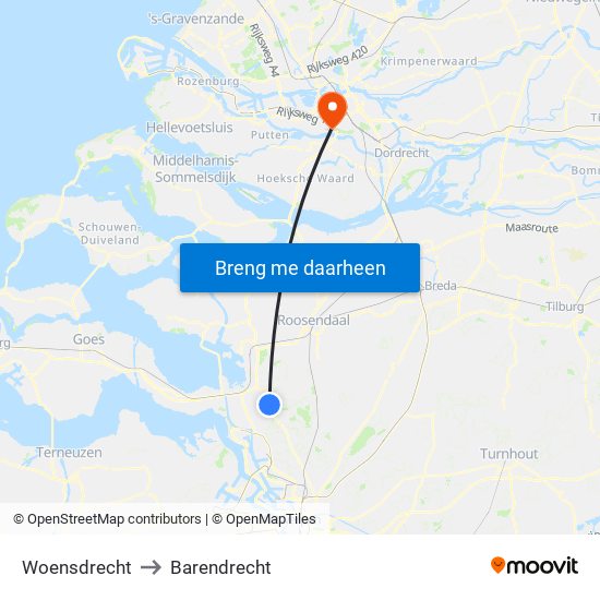 Woensdrecht to Barendrecht map