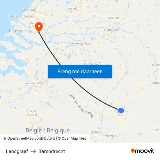 Landgraaf to Barendrecht map