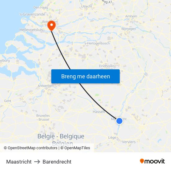 Maastricht to Barendrecht map