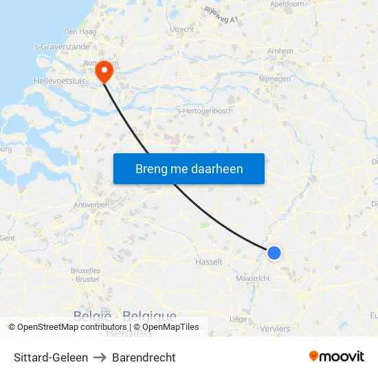 Sittard-Geleen to Barendrecht map