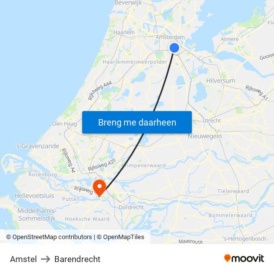 Amstel to Barendrecht map