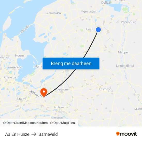 Aa En Hunze to Barneveld map