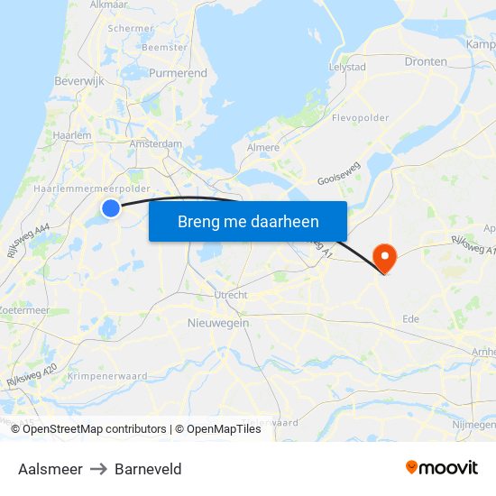 Aalsmeer to Barneveld map