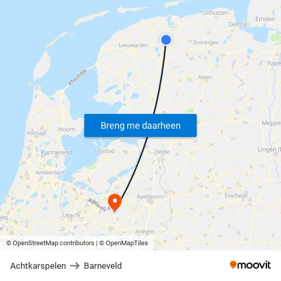 Achtkarspelen to Barneveld map