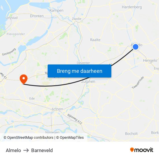 Almelo to Barneveld map