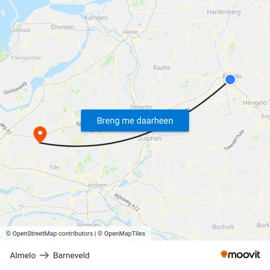 Almelo to Barneveld map