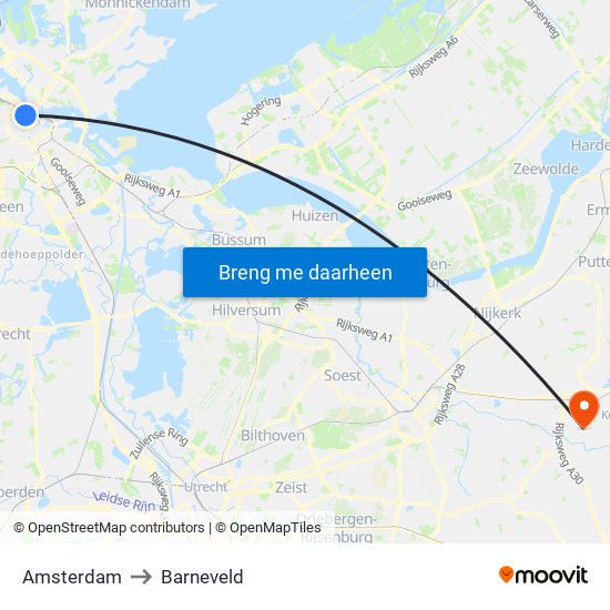 Amsterdam to Barneveld map