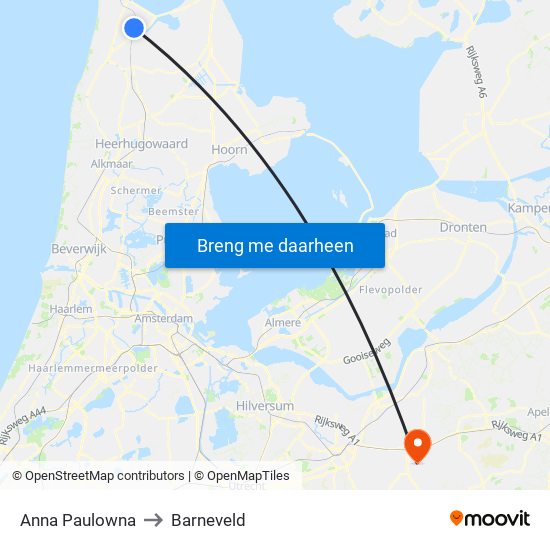 Anna Paulowna to Barneveld map