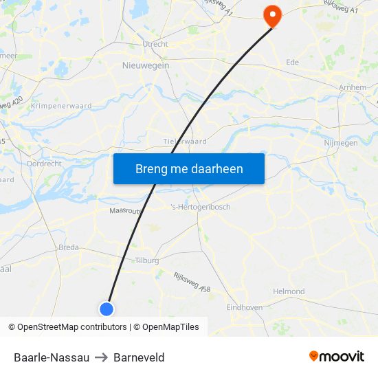 Baarle-Nassau to Barneveld map