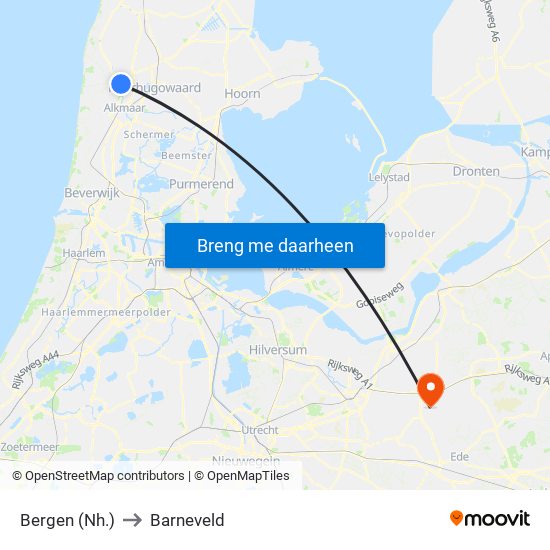 Bergen (Nh.) to Barneveld map