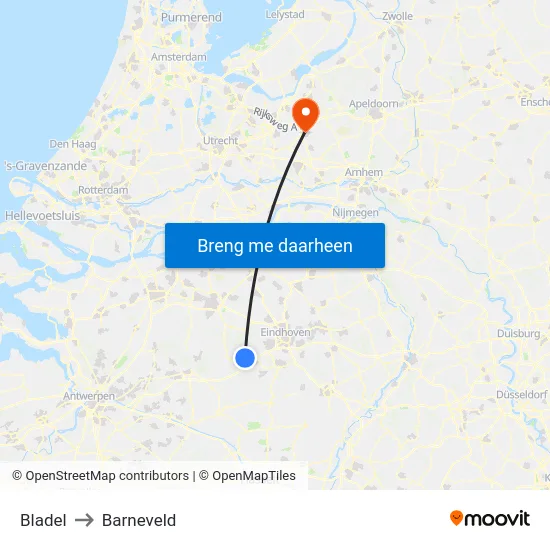 Bladel to Barneveld map