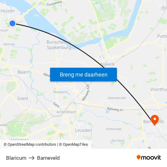 Blaricum to Barneveld map