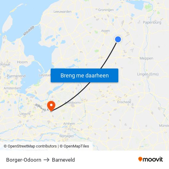 Borger-Odoorn to Barneveld map